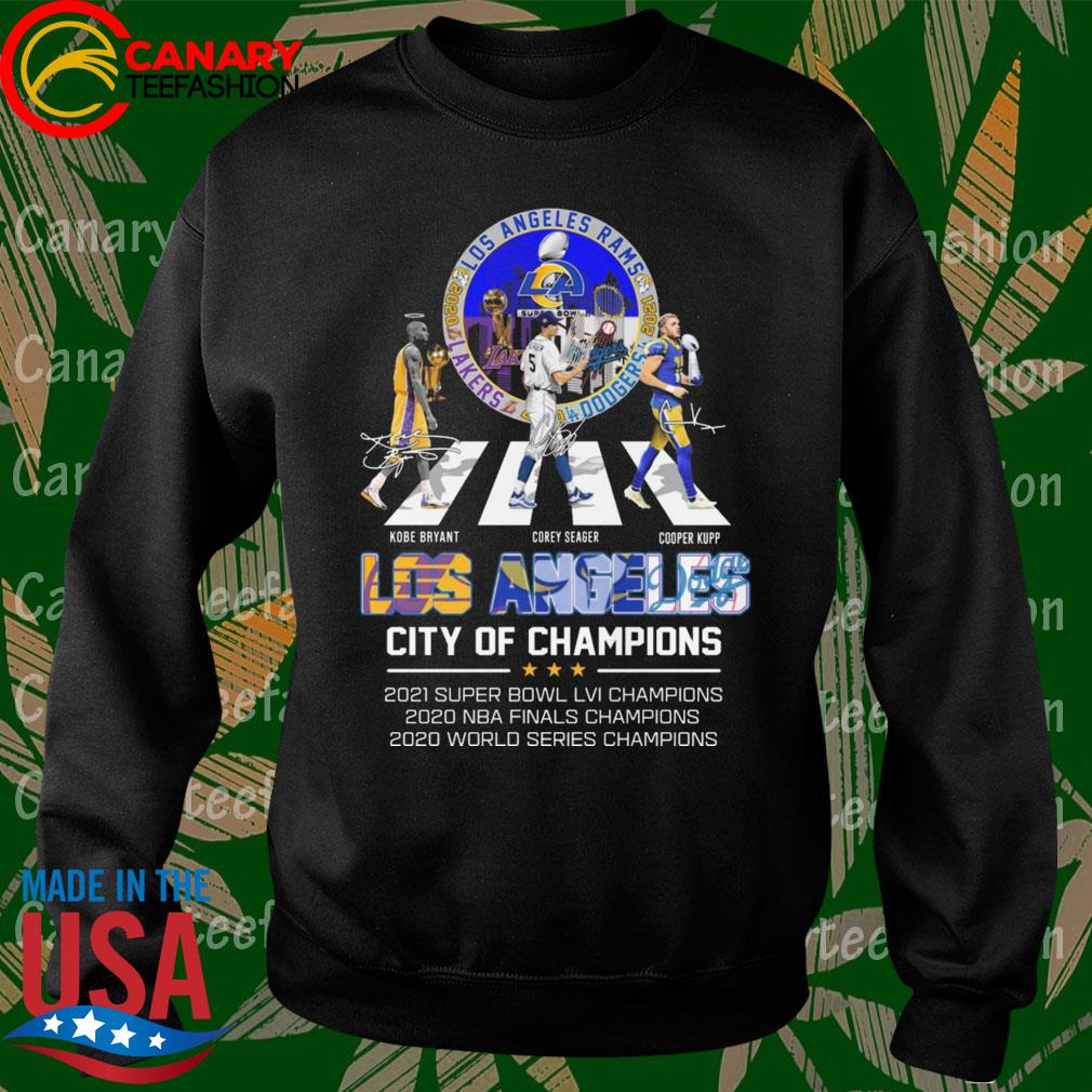 LA Rams and LA Lakers and LA Dodgers Kobe Bryant Corey Seager Cooper Kupp  Abbey Road Los Angeles City Of Champions Signatures Shirt, hoodie, sweater  and long sleeve
