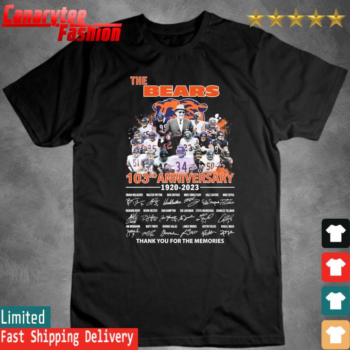 Official The Chicago Bears 103rd anniversary 1920-2023 thank you for the  memories signatures shirt, hoodie, sweater, long sleeve and tank top